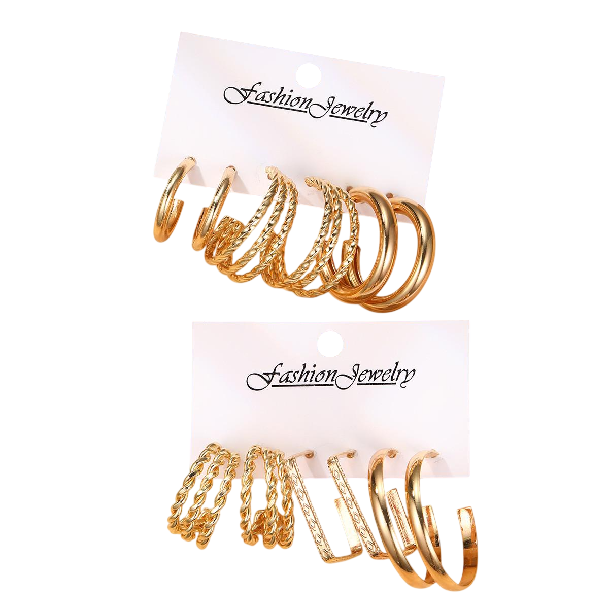 Набор серьги-кольца золотистые Fashion Jewelry 12 шт. (4C-44-1703)