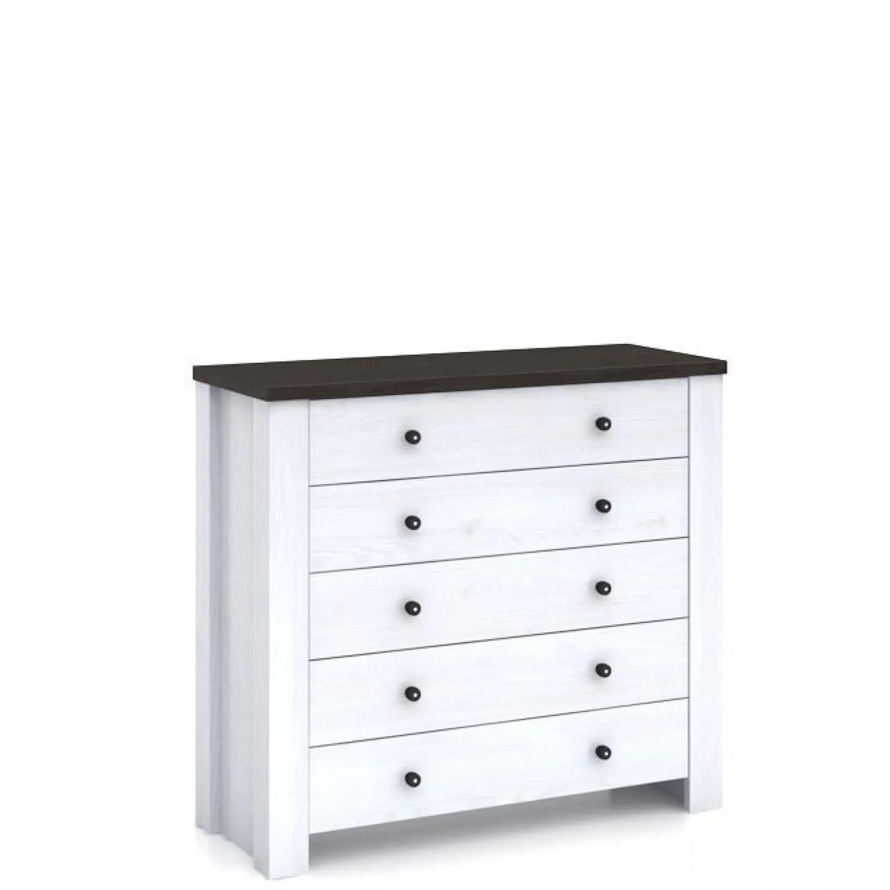 Комод в гостиную ВМК БРВ Антверпен II KOM5S Ясень снежный/Дуб мореный (GRB-1665)