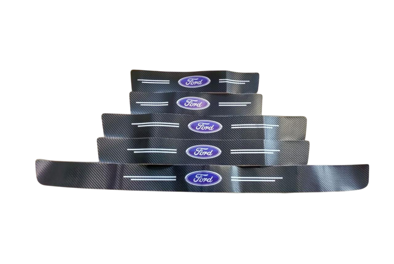 Пленка защитная накладка на пороги и бампер для Ford 5 шт. Черный карбон (2012222732)