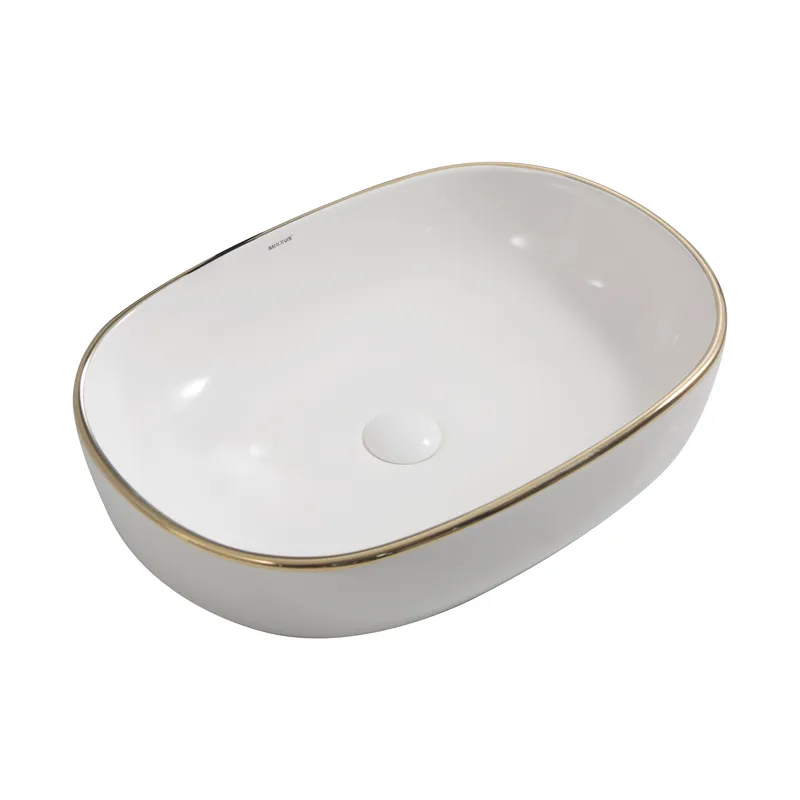Раковина накладная MIXXUS PREMIUM ELLIPSE-0105 EDGE GOLD 600х400х150 мм (MP6564)