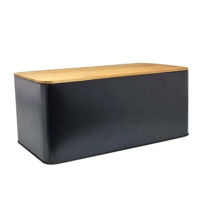 Хлебница металлическая Flora с бамбуковой крышкой (45259)