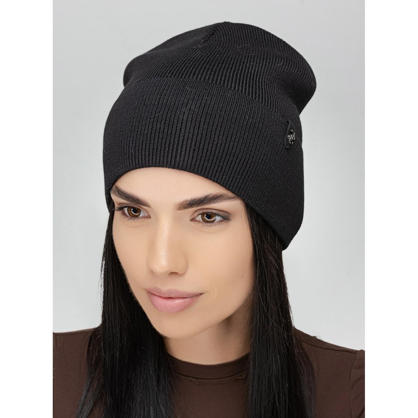 Шапка шерстяная Leks ЮККА двойная с отворотом One Size Черный (311445)