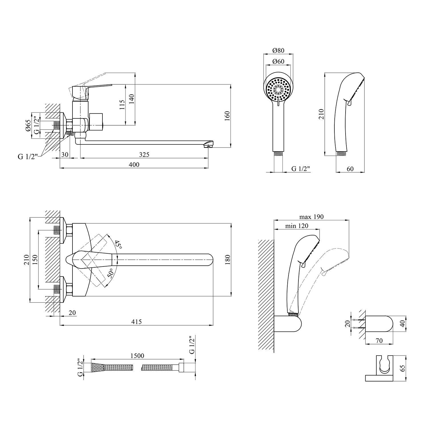 Смеситель для ванны Kroner KRM Enzo C070 CV023615 (37962) - фото 7 Смеситель для ванны Kroner KRM Enzo C070 CV023615 (37962) - фото 7