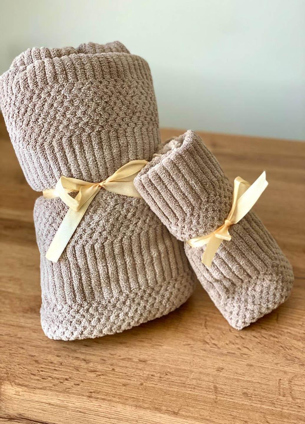 Комплект однотонных полотенец микрофибра 2 шт. (7-7)