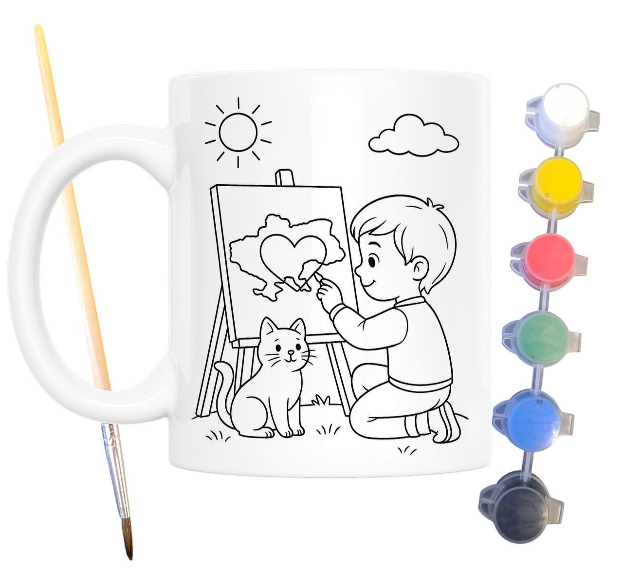 Набір для творчості кружка розмальовка Я люблю Україну 330 мл Білий (КР0148) - фото 2 Набір для творчості кружка розмальовка Я люблю Україну 330 мл Білий (КР0148) - фото 2