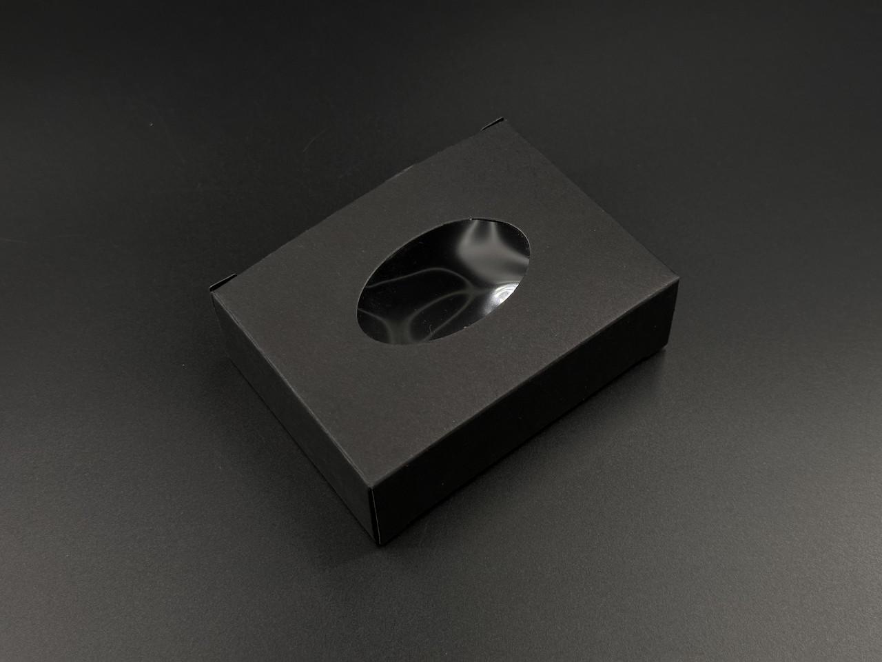 Коробка для подарков сборная с прозрачным окном картонная 9,5х7х3 см Черный (OA-95) - фото 3 Коробка для подарков сборная с прозрачным окном картонная 9,5х7х3 см Черный (OA-95) - фото 3