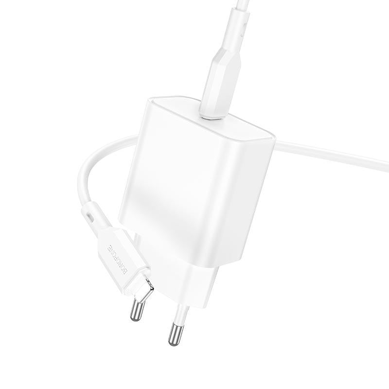 Зарядное устройство Borofone Type-C to Lightning Cable Power single port charger set BA71A 1Type-C 20 W 3 A PD/QC White (568668)