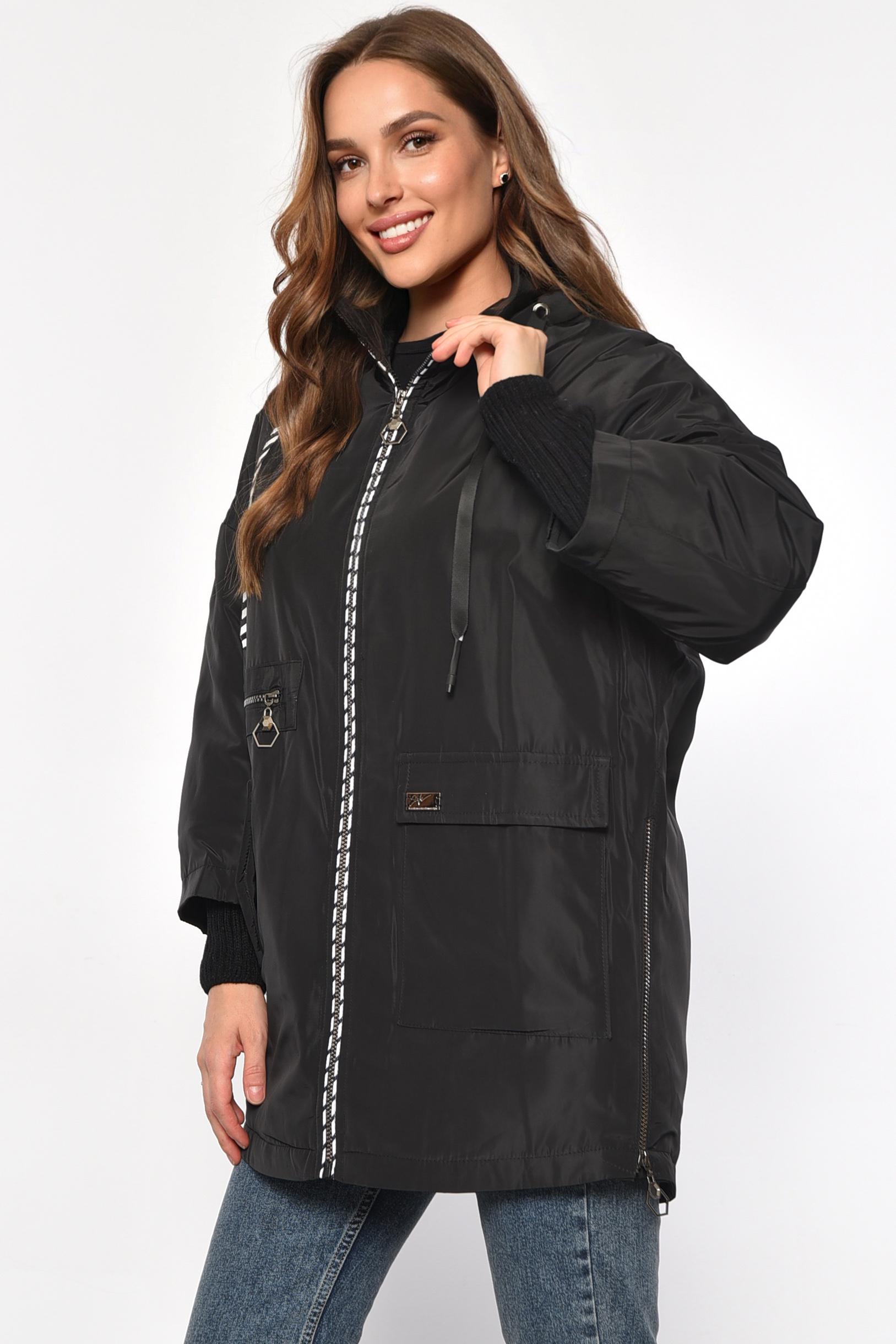 Куртка женская батальная демисезонная XL Черный (186196) - фото 2 Куртка женская батальная демисезонная XL Черный (186196) - фото 2