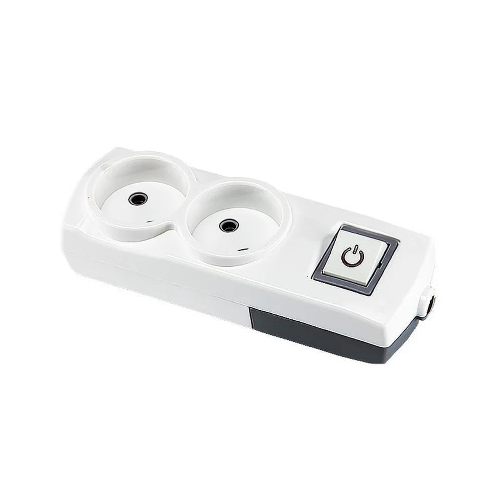 Колодка двомісна Violux без заземлення з вимикачем Білий (910300)