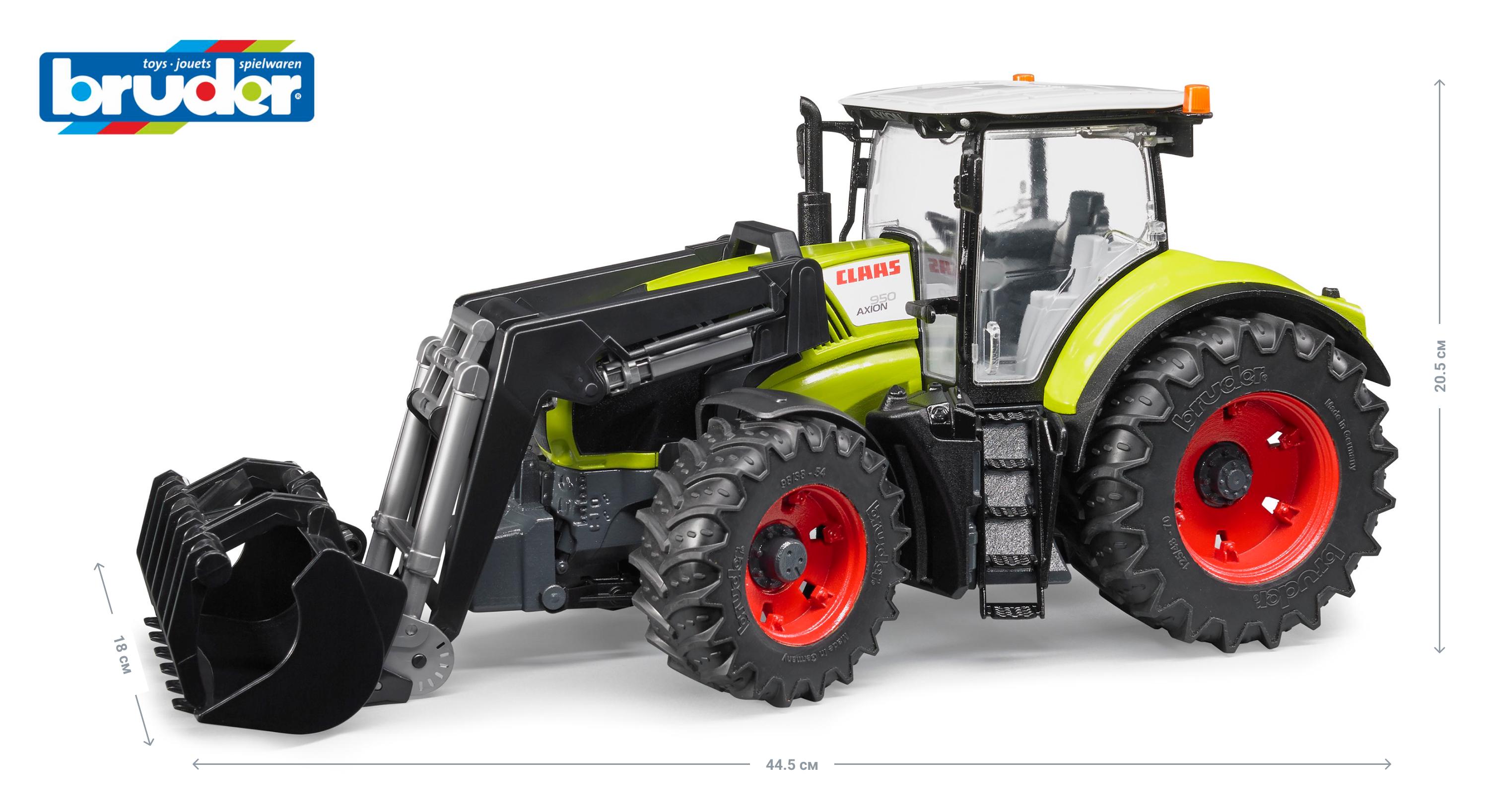 Машинка игрушечная трактор Bruder Claas Axion 950 с погрузчиком (03013) - фото 3