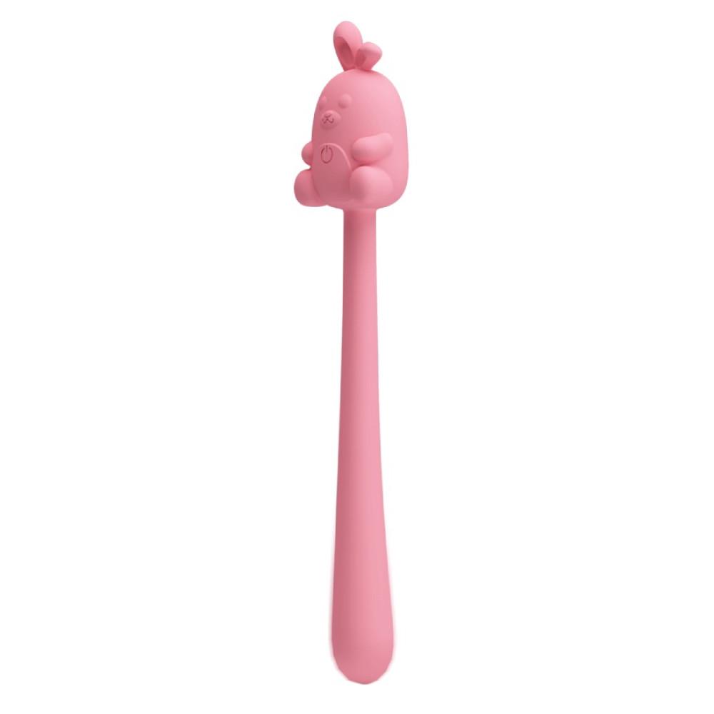 Мини-вибратор на палочке Pretty Love Cute Bunny гибкий 14,2х1,8 см Розовый (BW-500033)