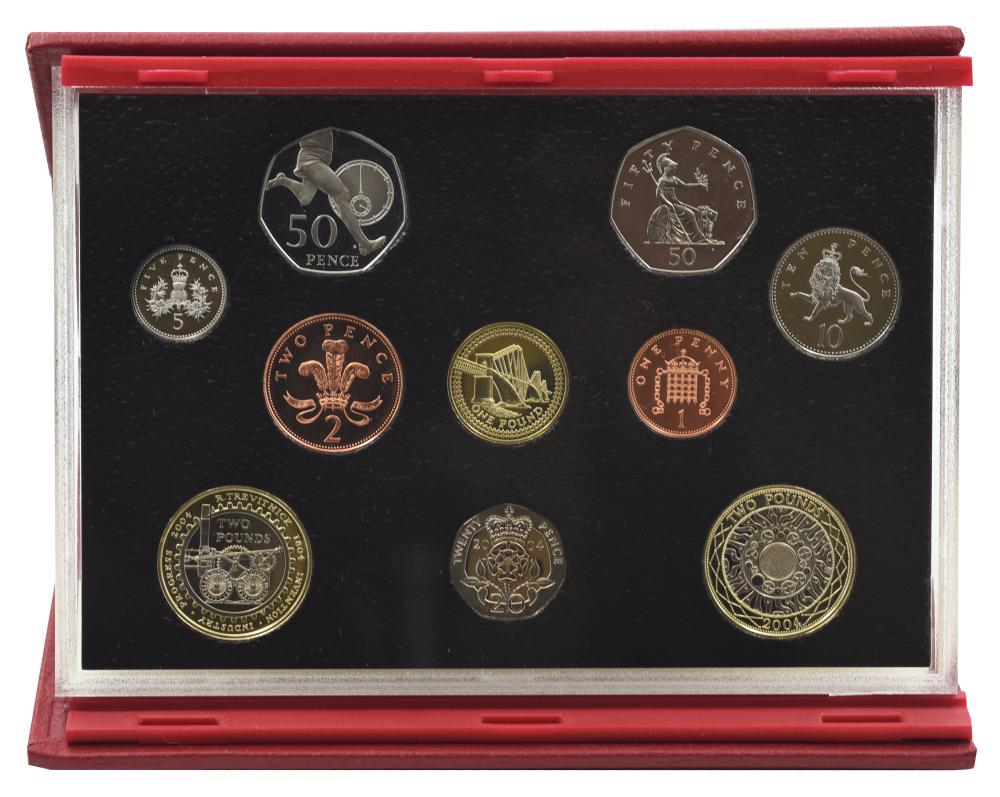 Набір колекційних монет Великобританія 10 монет 2004 Proof 1/2/5/10/20/50/50 пенсів 1/2/2 фунти (М23770)