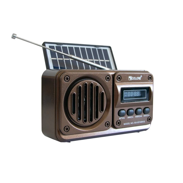 Радіоприймач портативний Golon RX 499 на акумуляторі з сонячною панеллю Brown (33499880)