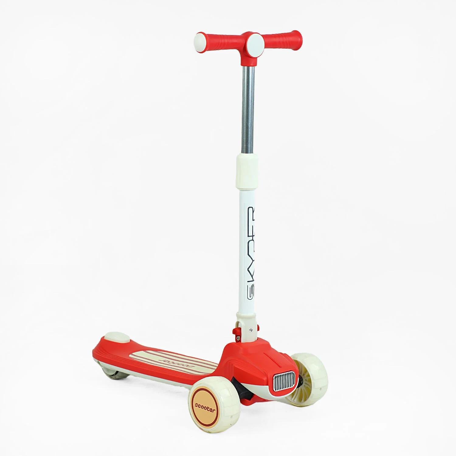 Самокат трехколесный Skyper колеса PU/со светом/музыка/руль складной 125х40 мм Red (144401)