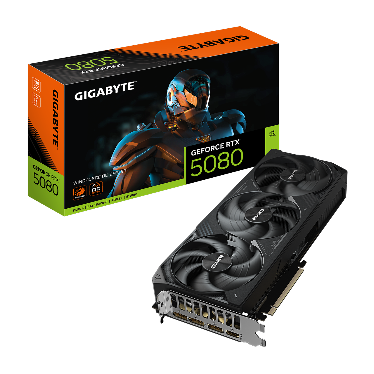 Видеокарта RTX 5080 16GB GDDR7 Windforce OC Gigabyte (GV-N5080WF3OC-16GD)