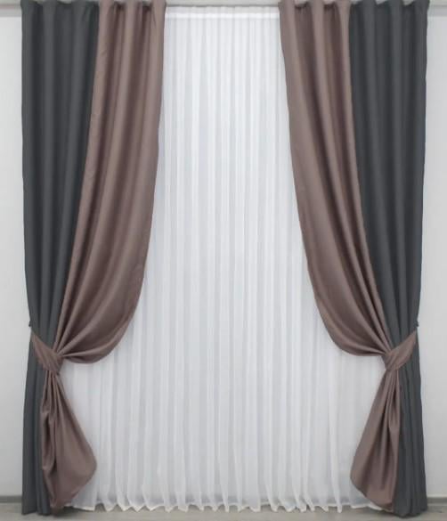 Штори блекаут Bagema Rvs 1,5х2,7 м 2 шт. Какао/Сірий (014дк/1241-1245ш) - фото 1 Штори блекаут Bagema Rvs 1,5х2,7 м 2 шт. Какао/Сірий (014дк/1241-1245ш) - фото 1