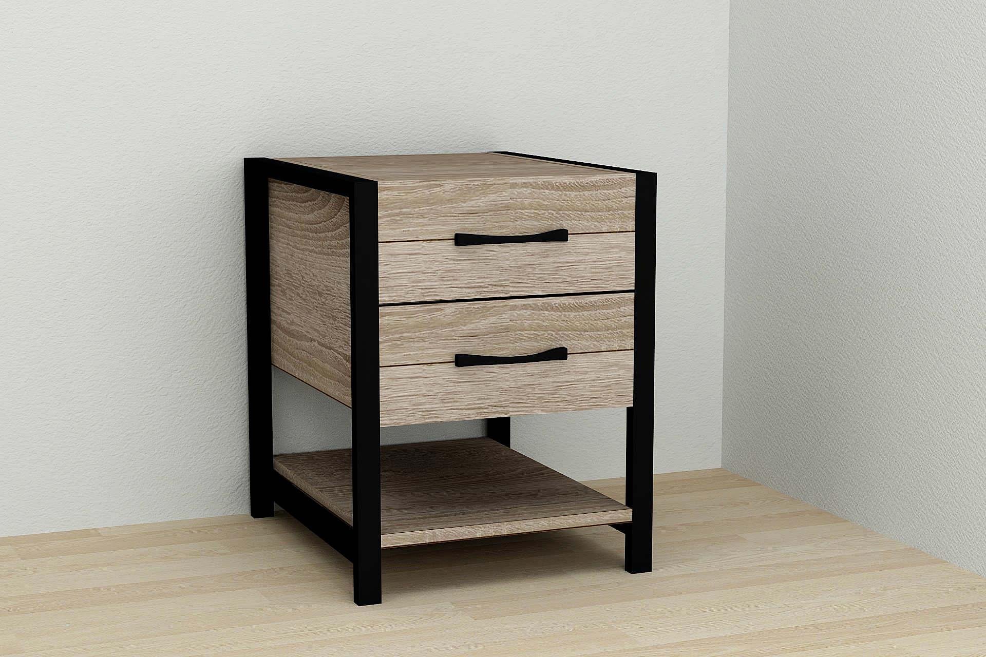 Тумба универсальная Ferrum-decor Вивьен 2/1 ДСП 16 мм 50x41x40 см Черный/Дуб Сонома Трюфель (FRD-104174) - фото 4