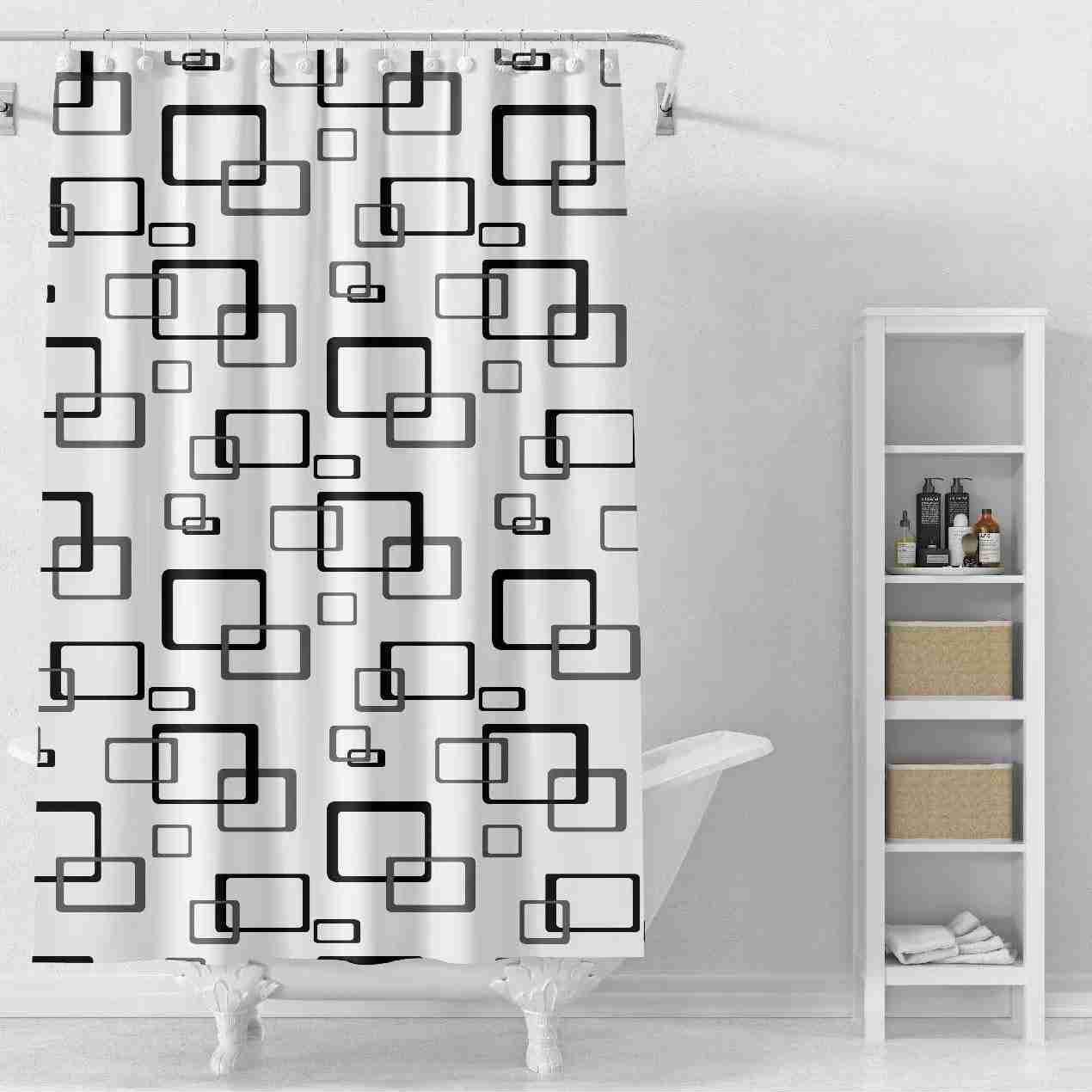 Шторка-занавеска для ванной Eco Fabric Прямоугольники PEVA 180x180 см (EF-1803-A) Шторка-занавеска для ванной Eco Fabric Прямоугольники PEVA 180x180 см (EF-1803-A)