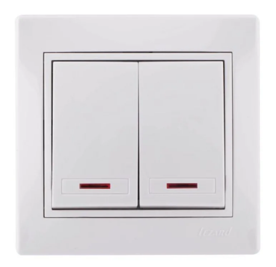 Выключатель двухклавишный Lezard Mira Белый (26284790)