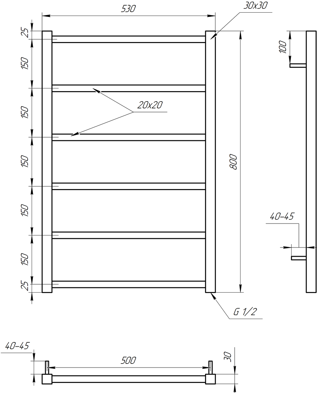 Рушникосушарка S-Mix Terra 800х530 мм Білий (1151005331) - фото 2