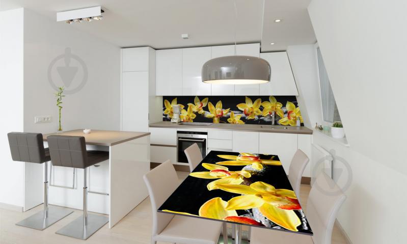 Наклейка виниловая на стол Zatarga «Желтые Орхидеи на черных камнях» 600х1200 мм Z180557st