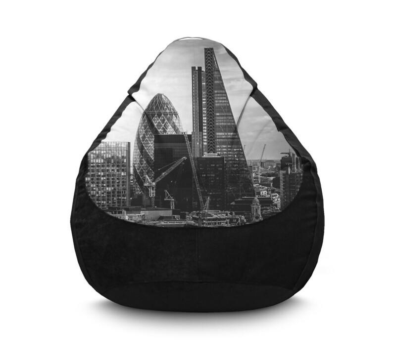 Кресло мешок iPuff London City Флок XL 80x110 см Черный