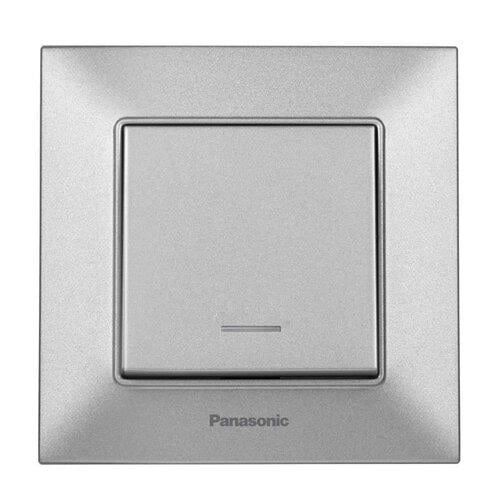 Выключатель одноклавишный с подсветкой Panasonic Arkedia Slim Серебристый (WNTC0002-2SL)