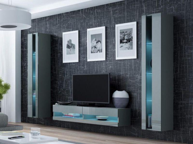 Стінка комплект Cama Vigo 12 з ламінованої ДСП без підсвічування Сірий