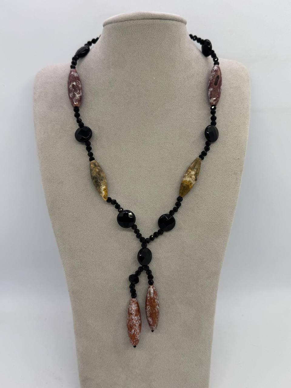 Бусы из яшмы и агата 45 см Комбинированный (12978)