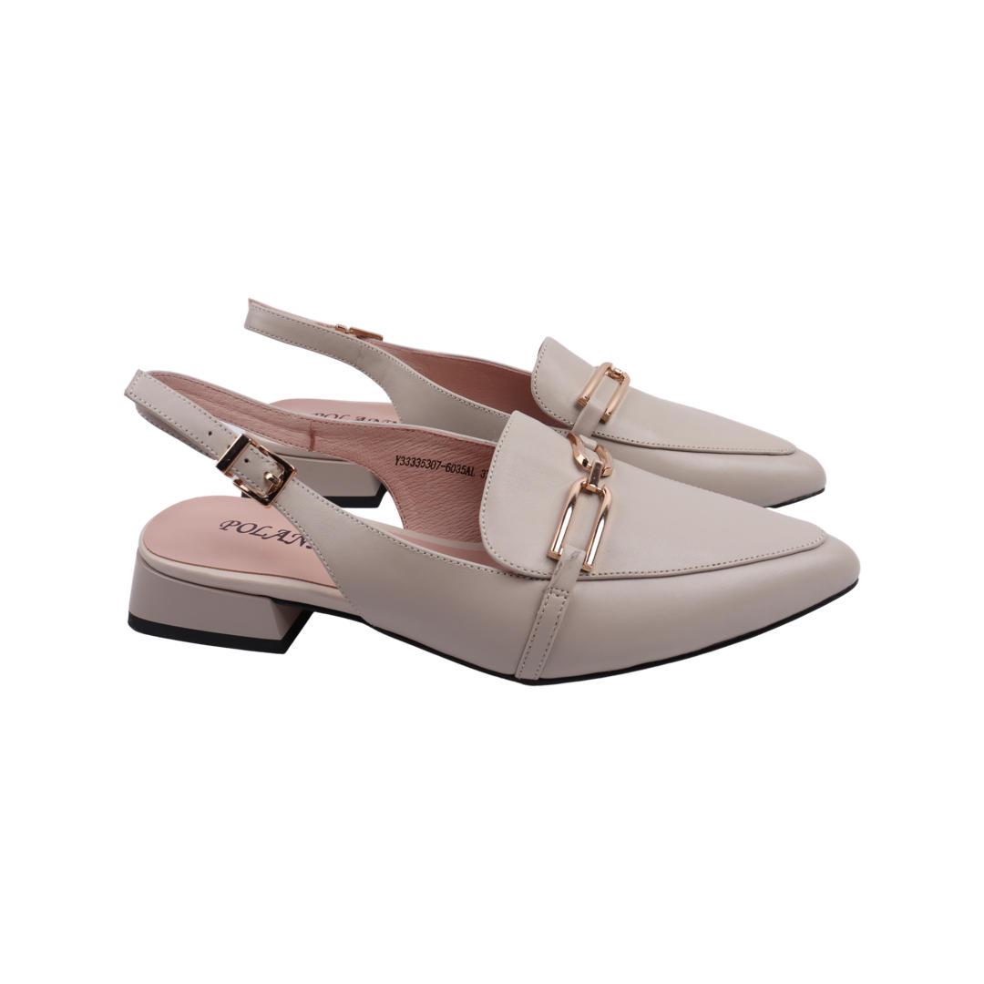 Туфли женские Polann из кожи р. 40 Бежевый (203-22LT)