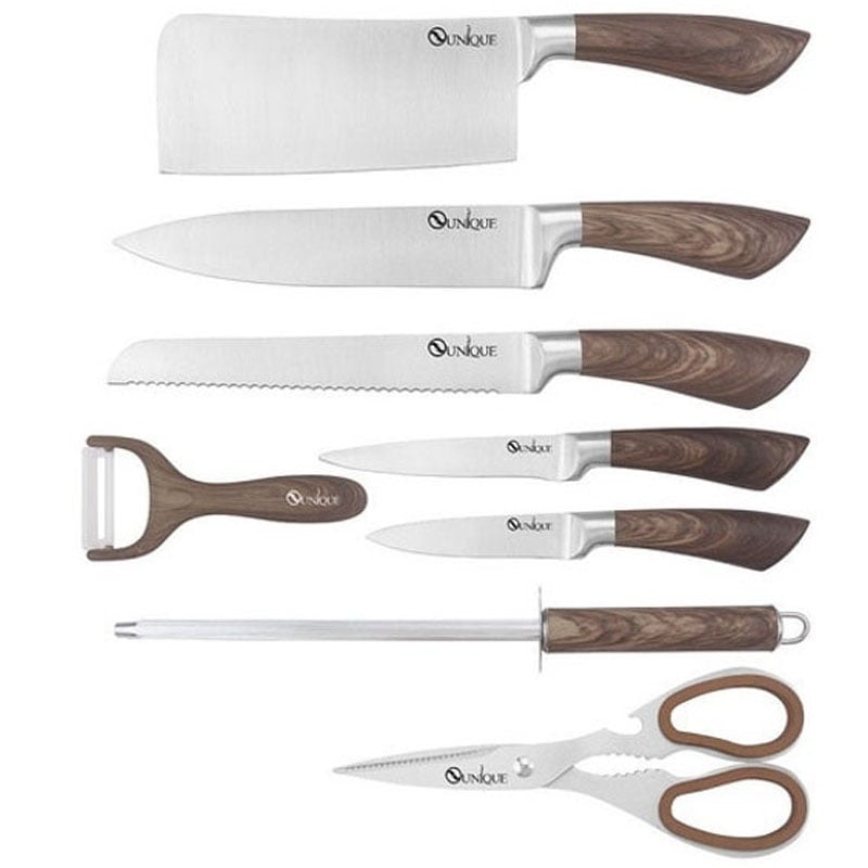 Набір ножів кухонних Unique UN-1833 wood нержавіюча сталь з підставкою 9 пр. (23793743) - фото 2 Набір ножів кухонних Unique UN-1833 wood нержавіюча сталь з підставкою 9 пр. (23793743) - фото 2