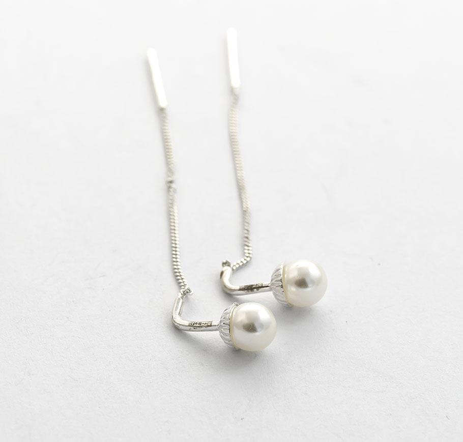 Серьги протяжки серебряные с жемчугом Maxi Silver 8786 (88786)