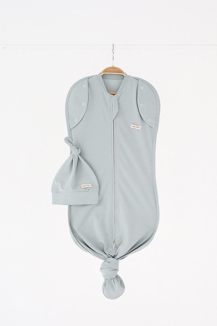 Пеленка- кокон для новорожденного безразмерная на молнии с шапочкой 0-9 мес 1 м Сизый (MG141)