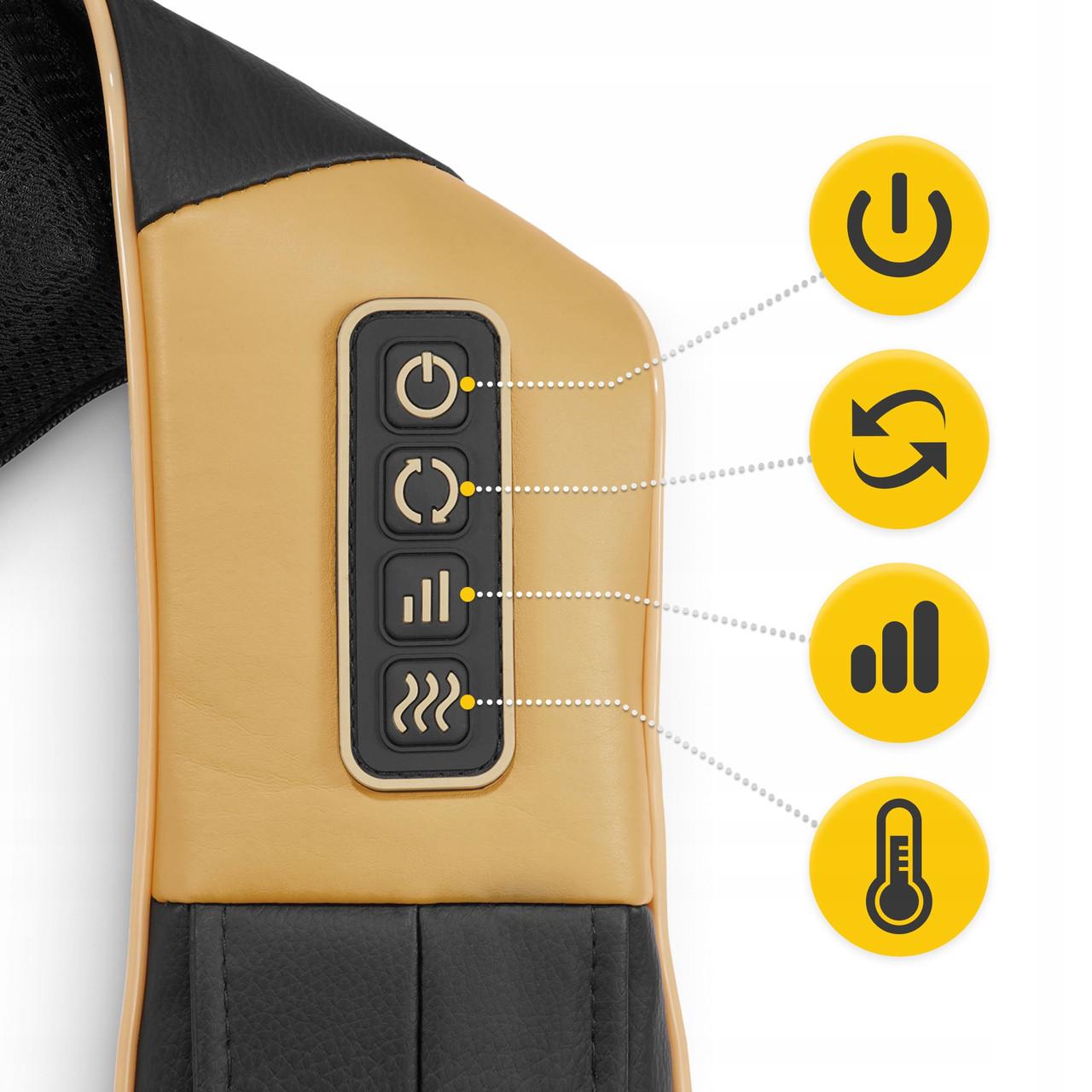 Накидка-массажер 4fizjo Shiatsu Ultra+ для шеи и спины аккумуляторный Black/Gold (P-5907739319081) - фото 5