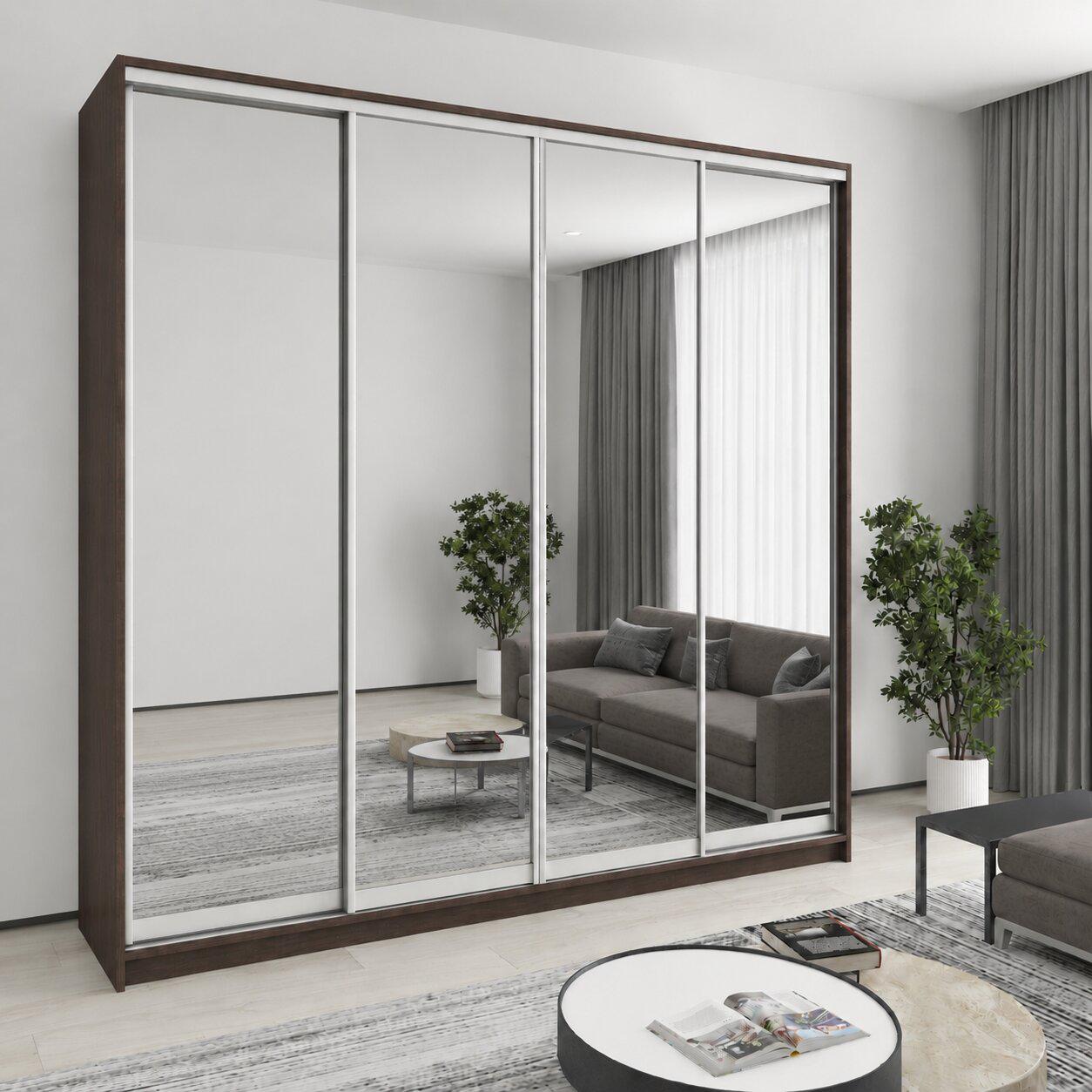 Шкаф-купе четырехдверный MebelStar Стандарт AL 4 зеркала 240x45x240 см Дуб ристрето (MBS-13217) Шкаф-купе четырехдверный MebelStar Стандарт AL 4 зеркала 240x45x240 см Дуб ристрето (MBS-13217)