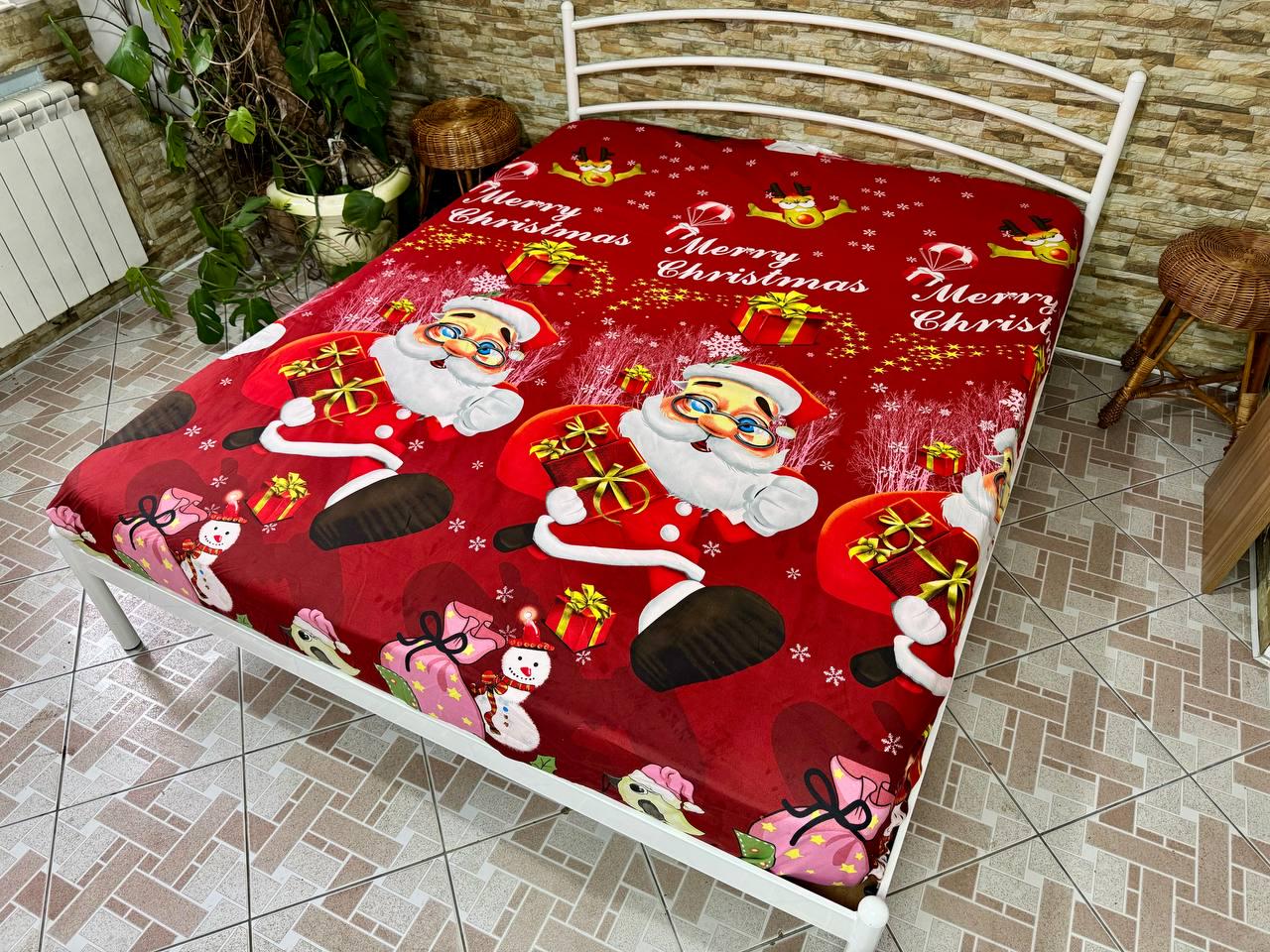 Простыня на резинке сатин Новогоднее настроение 160х200 см (S-NY-2/-160)