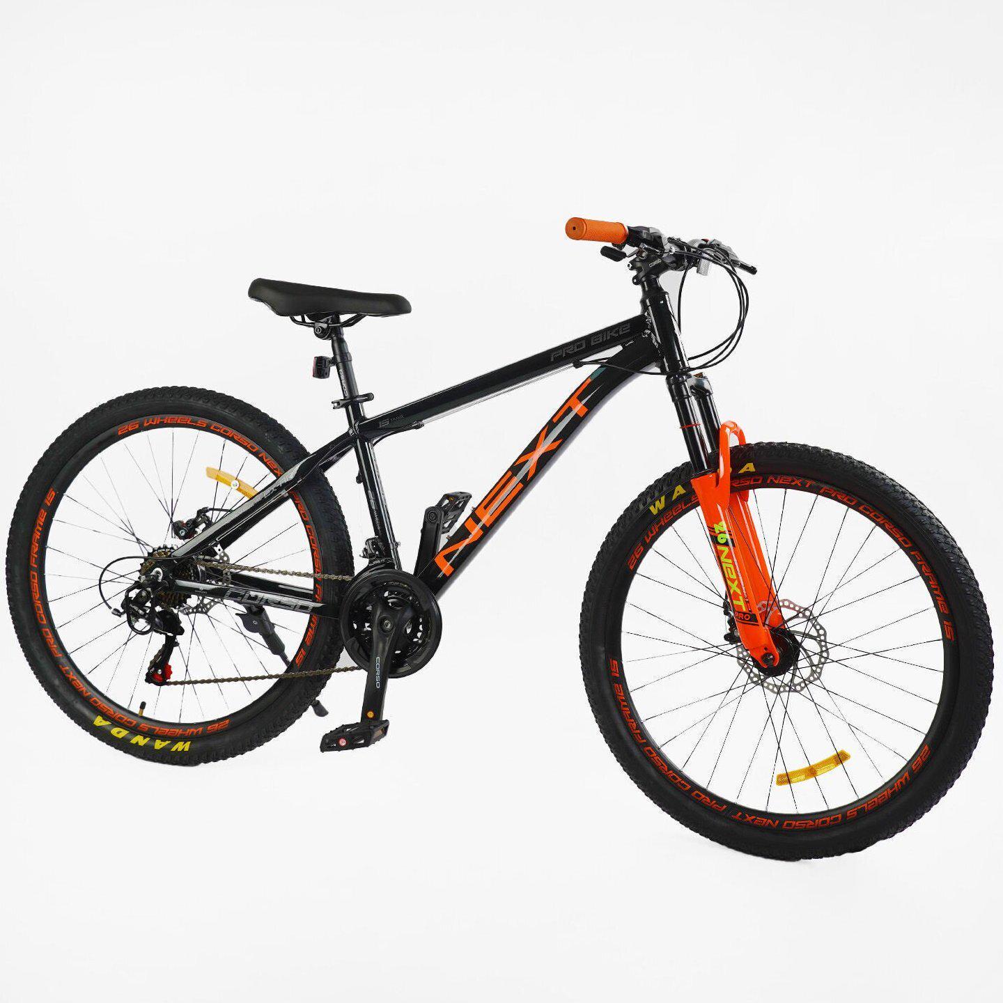Велосипед горный Corso Next алюминиевый 26"/15" Черно-оранжевый (436226383) - фото 2 Велосипед горный Corso Next алюминиевый 26"/15" Черно-оранжевый (436226383) - фото 2