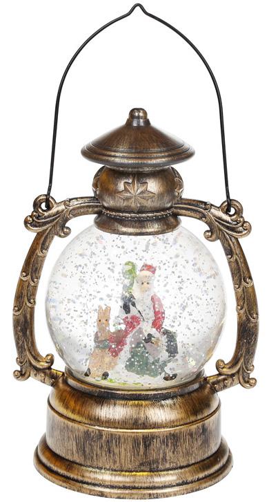 Новогодний декоративный фонарь Санта с оленем 20,5 см с Led подсветкой подвесной (BD-882-107)