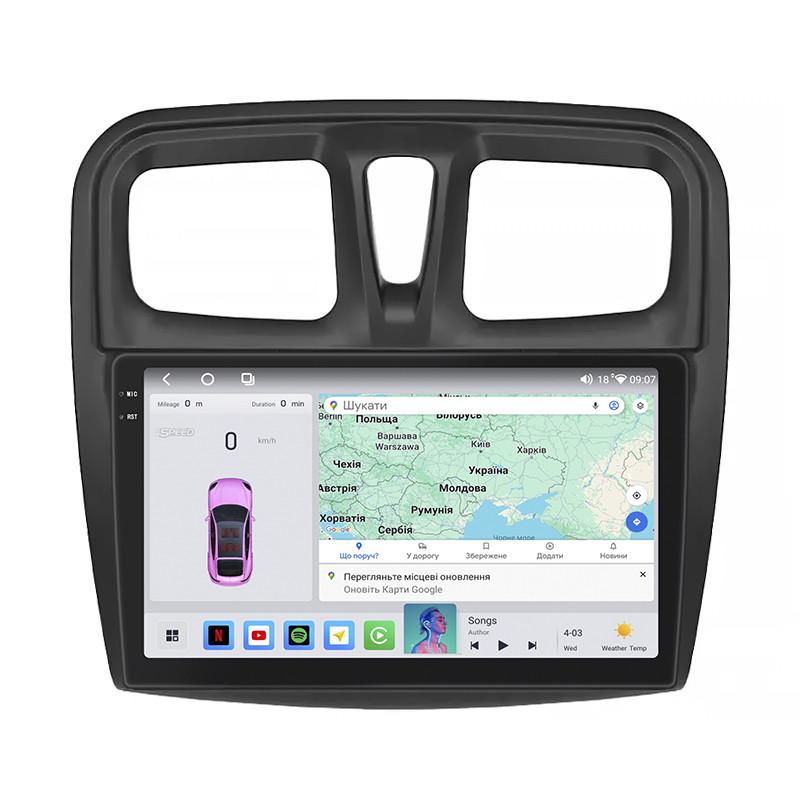 Автомагнітола штатна Lesko 4G/QLED/CarPlay/360°/GPS/Wi-Fi для Renault Logan II 2012-2018 4/64Gb 10" (2324818398)
