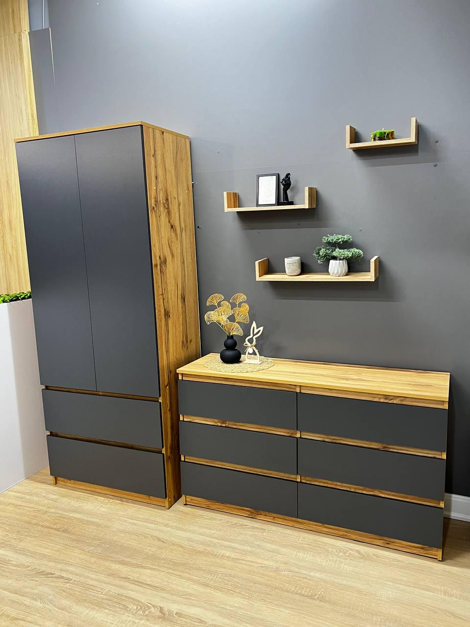 Комод Kvatro 130 6 шухляд 1300х750х400 мм Дуб аппалачі/Антрацитовий - фото 6 Комод Kvatro 130 6 шухляд 1300х750х400 мм Дуб аппалачі/Антрацитовий - фото 6