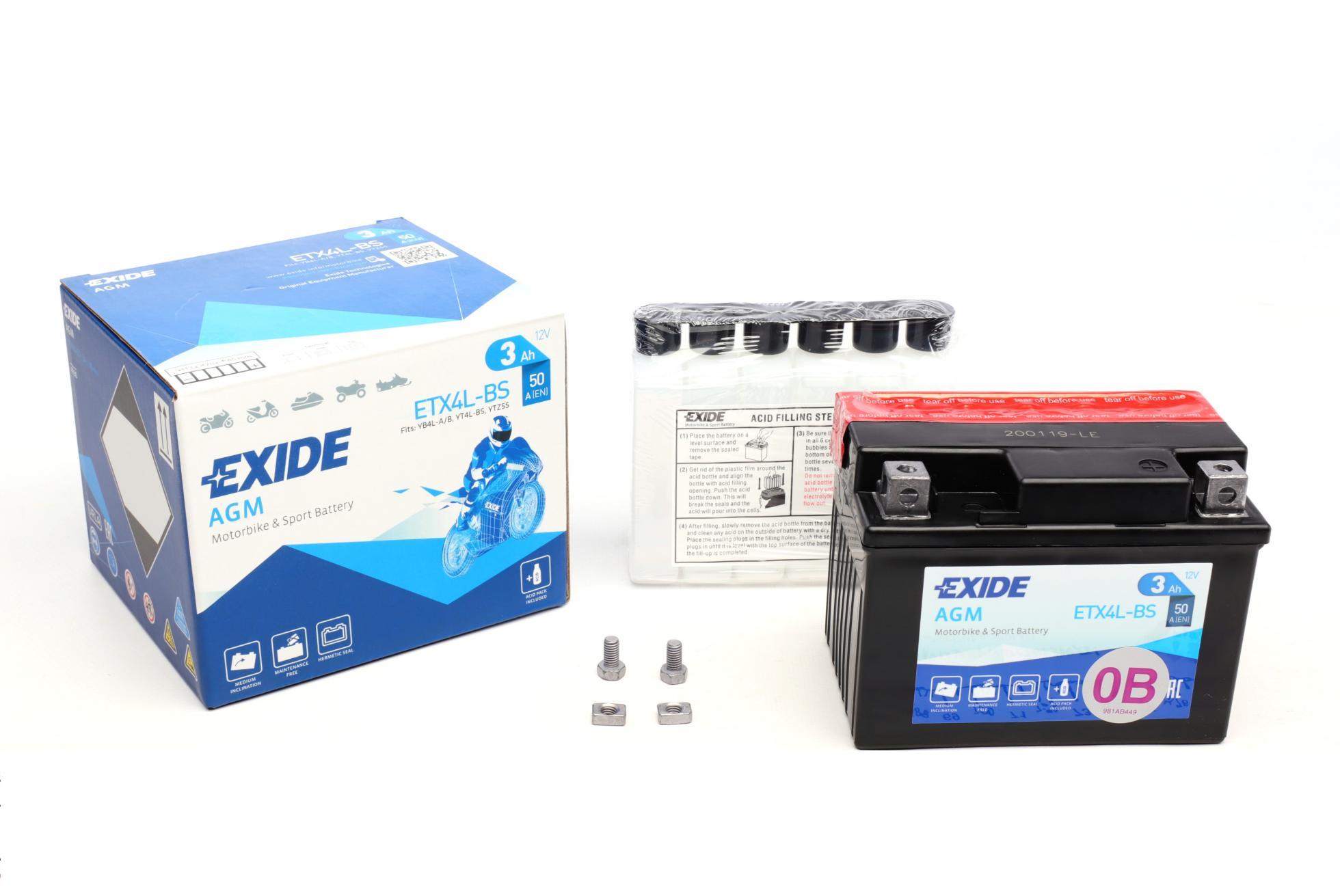 Аккумулятор EXIDE AGM R EN50 3 Ah-12V 113х70х85 мм (ETX4L-BS) - фото 2 Аккумулятор EXIDE AGM R EN50 3 Ah-12V 113х70х85 мм (ETX4L-BS) - фото 2