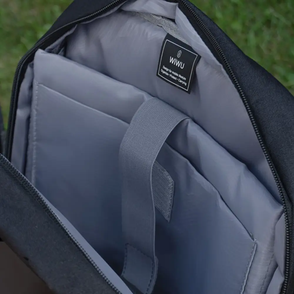 Рюкзак для ноутбуків WIWU Minimalist Backpack із вологостійкого поліестеру нековзке покриття на лямках 15,6" Чорний (46028) - фото 4