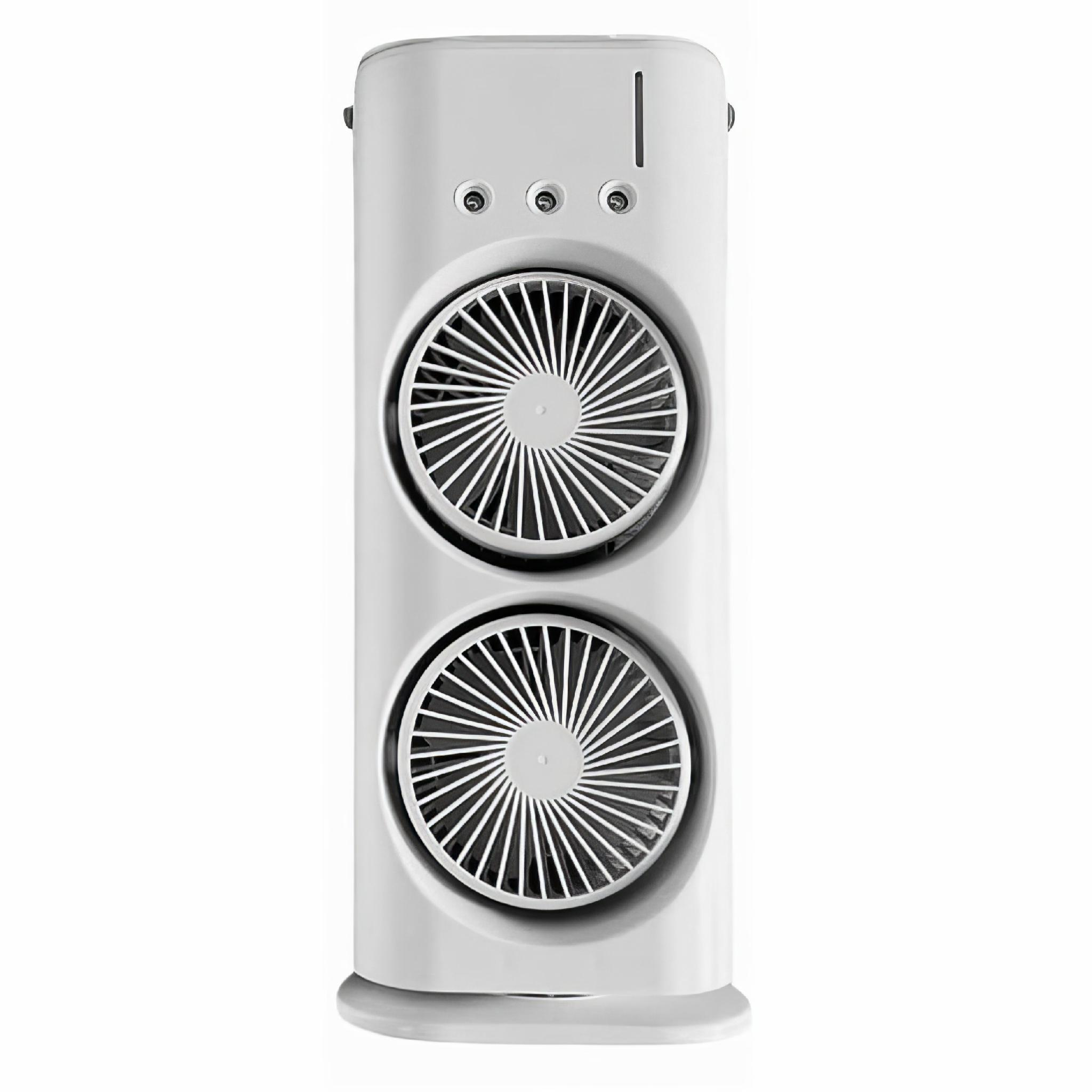 Вентилятор портативний настільний подвійний RGB/LED USB (844001042025)