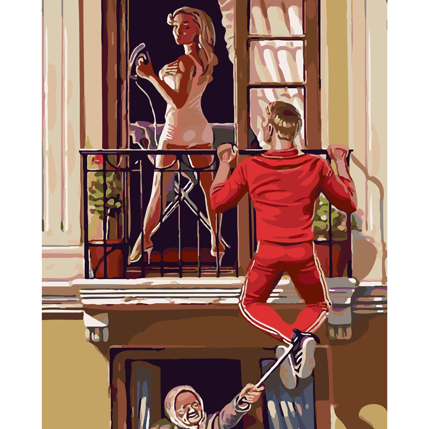 Картина по номерам Strateg Премиум Поймали на горячем с лаком 40х50 см (SY6168)