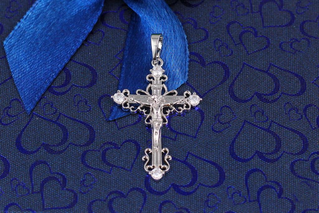 Крестик Xuping Jewelry Плетение c камнями 2,7 см Серебристый