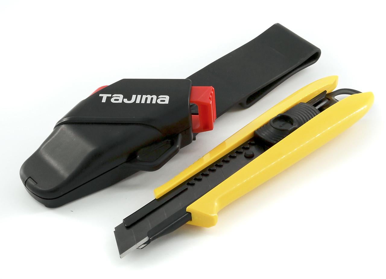 Нож строительный TAJIMA DC-L500YSFBL с лезвием 18 мм с кобурой (1101-1703)
