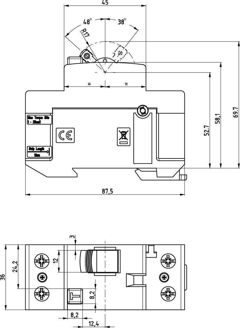 Диференціальне реле ETI EFI6-P2 25А 1P+N 30мА тип AC 6kA (2061251) - фото 2