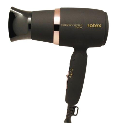 Складной мини фен Rotex RFF156-B SpecialCare Compact дорожный для сушки укладки волос компактный электрофен 1500 Вт Черный