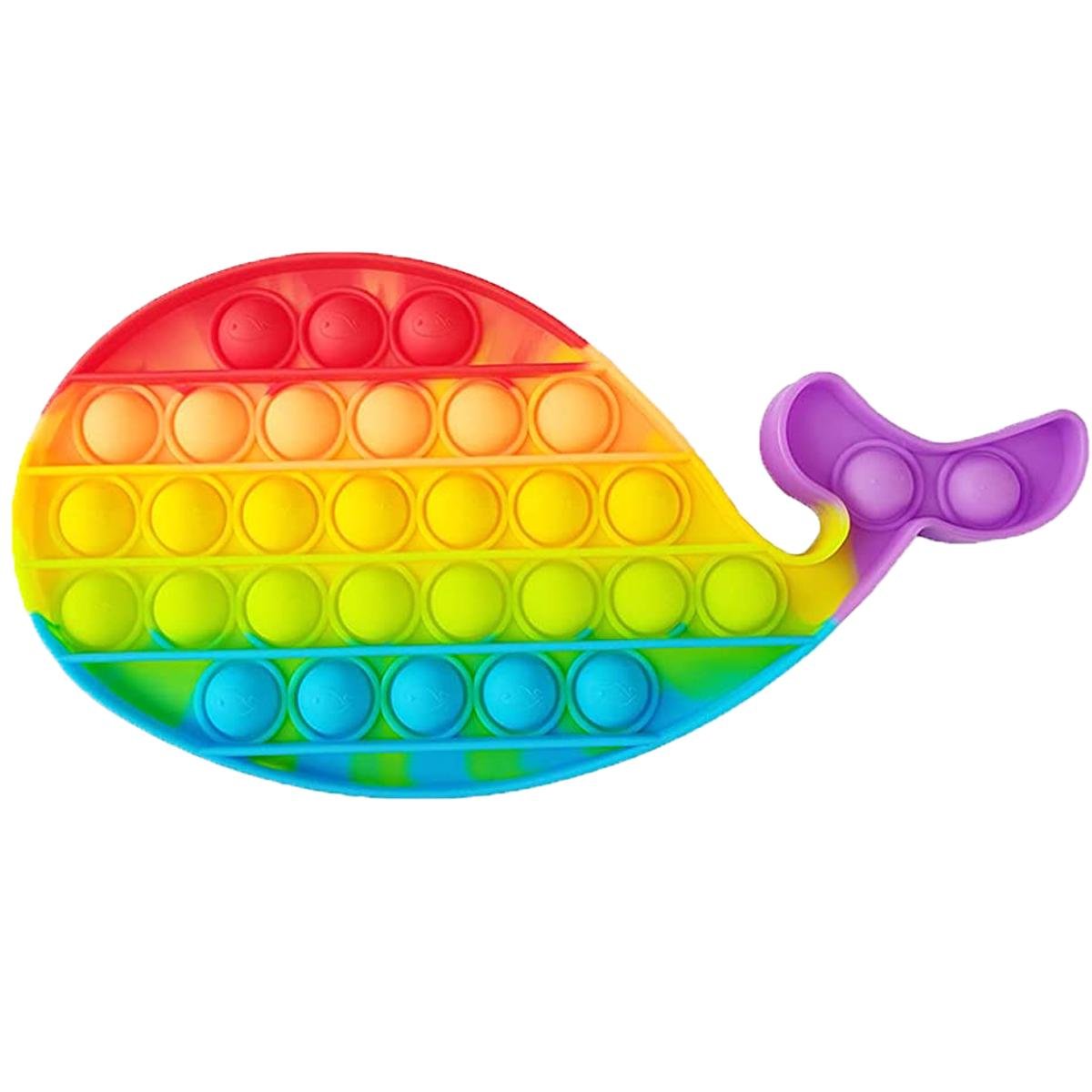Мягкая игрушка антистресс VelaSport Push Pop it Bubble Fidget Разноцветный кит