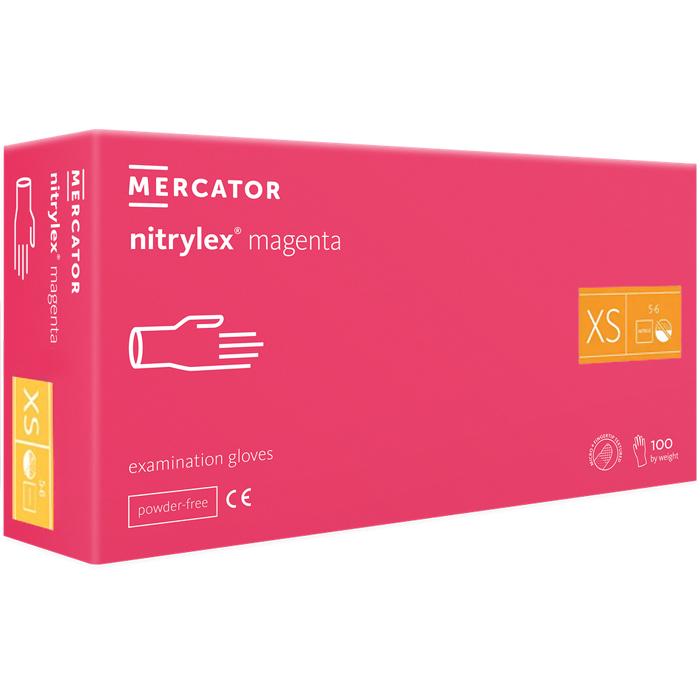 Перчатки нитриловые Mercator Nitrylex неопудренные XS 100 шт. Magenta - фото 1